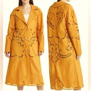 Free People Susanna Eyelet Cotton & Linen Coat Duster Size S NWT
